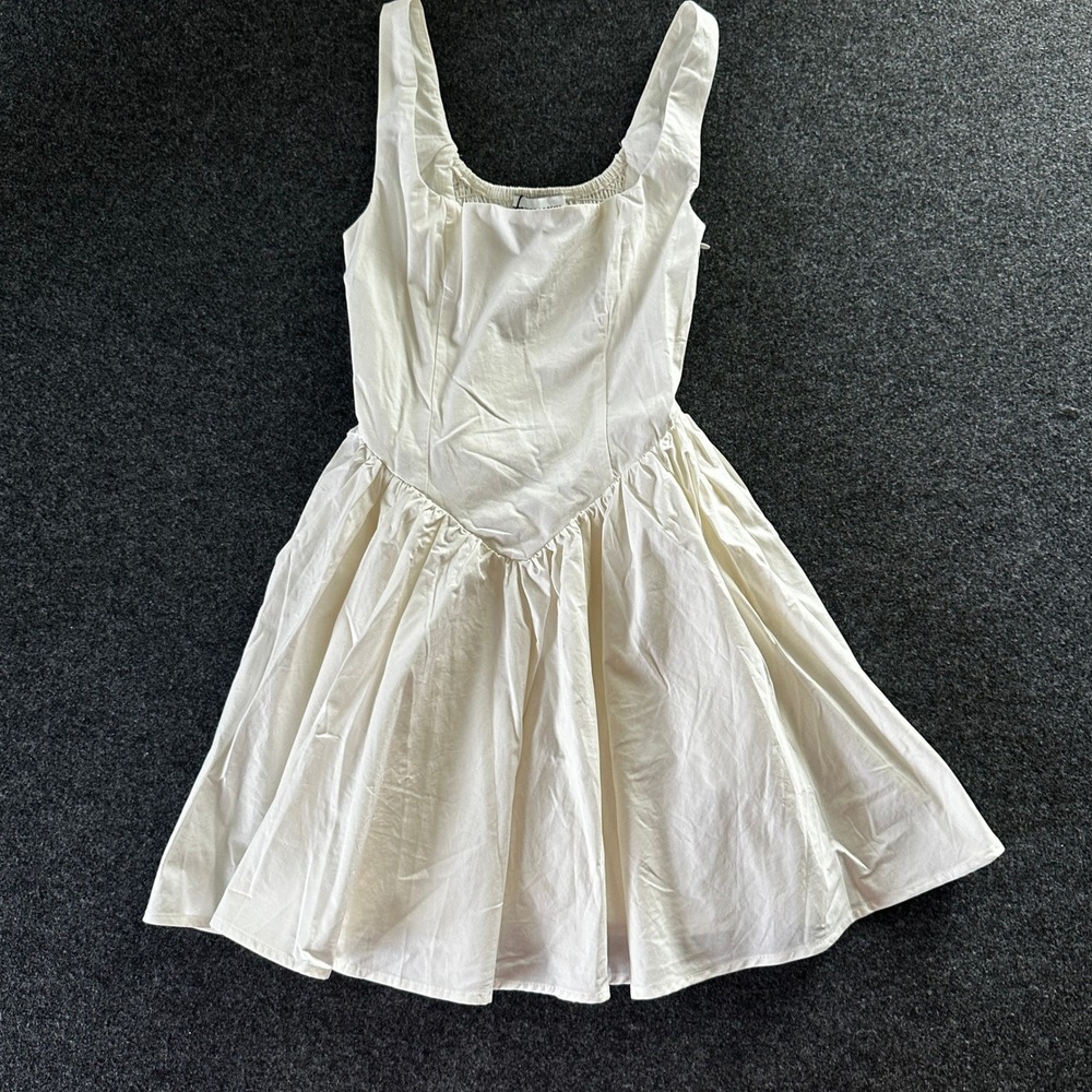 Princess Polly Cream Organic Cotton Smocked‎ Mini Dress PD023157EC Womens Size 0